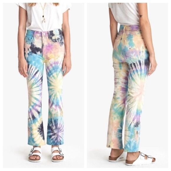 Mother Superior The Tripper Tie Dye High Waist Jeans in Swirling Secrets Size 26 - Picture 1 of 10